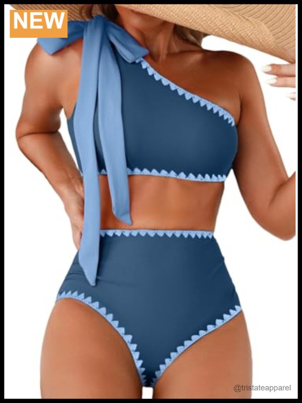 One Shoulder Bow Bikini Set Ruched High Waist Two Piece Swimsuit